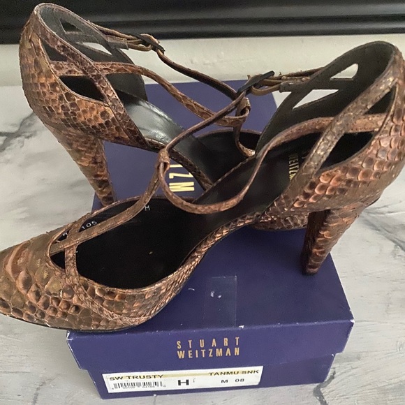 Stuart Weizmann Python Skin Bronze Pumps size 8 - Picture 2 of 9